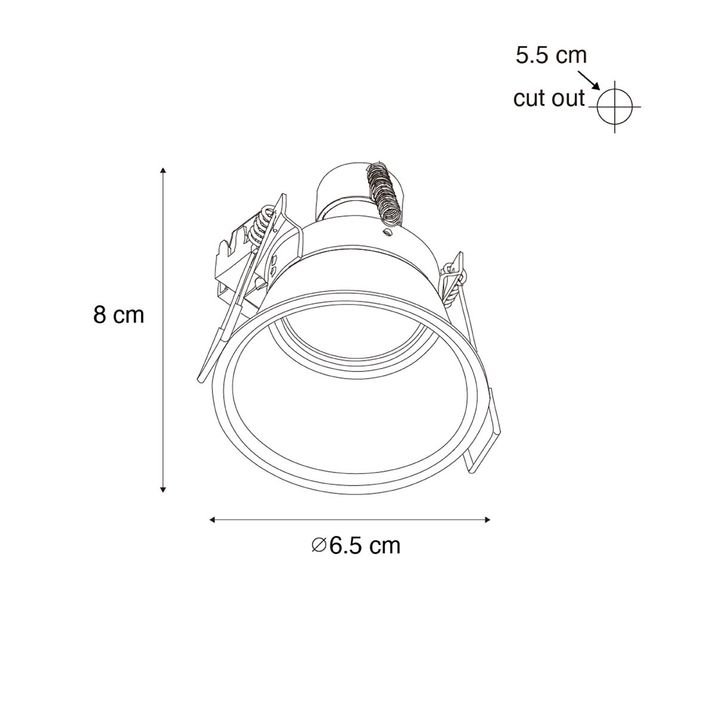 Qazqa Set Van 6 Moderne Inbouwspots Zwart Met Goud GU10 35mm IP44 - Dept