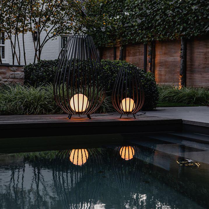 qazqa Set van vloerlampen zwart met opaal 110 cm en 70 cm - Angela