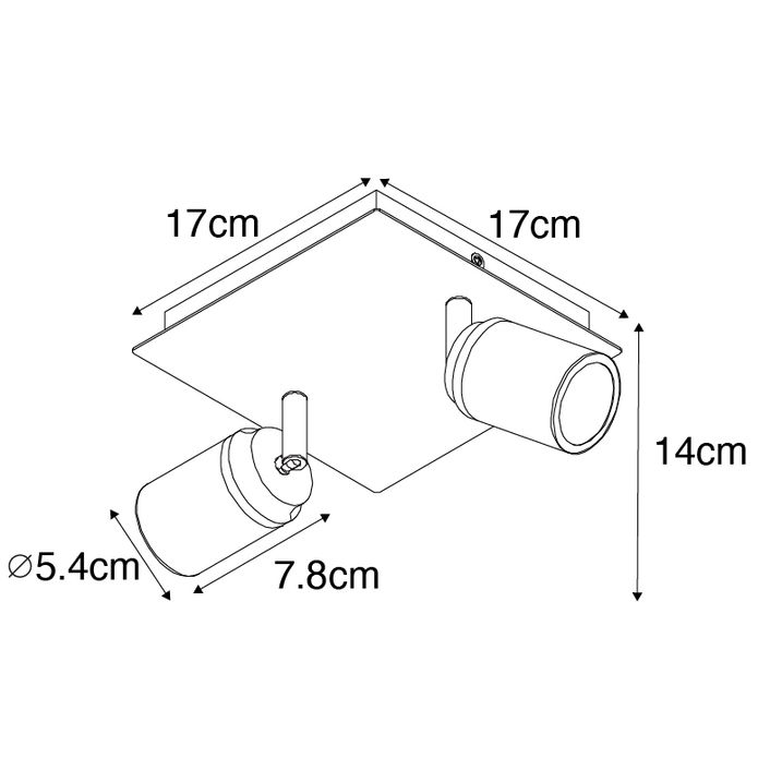 Qazqa Smart Badkamer Spot Wit Vierkant 2-lichts IP44 Incl. 2 Wifi GU10 50mm - Ducha