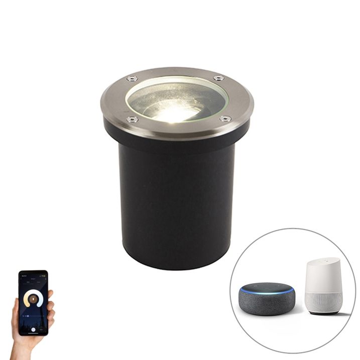 qazqa Smart buiten grondspot RVS incl. WiFi GU10 IP65 - Delux