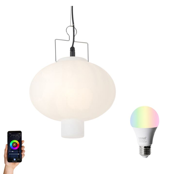 qazqa Smart buiten hanglamp wit 35cm incl. Wifi A60 - Pion