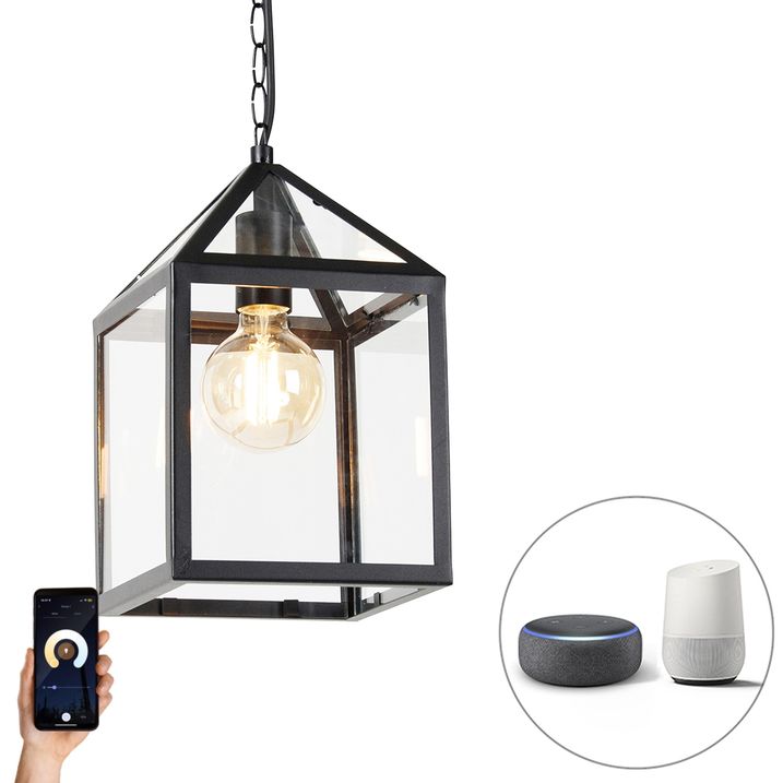 qazqa Smart buiten hanglamp zwart IP23 incl. Wifi G95 - Amsterdam