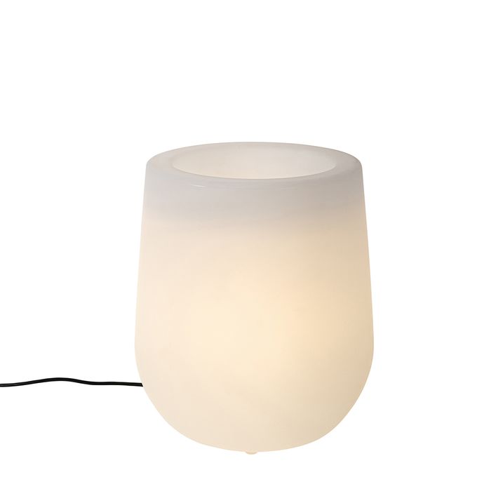 Qazqa Smart Buiten Vloerlamp Bloempot Wit IP44 Incl. Wifi A60 - Flowerpot
