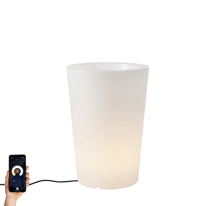 qazqa Smart buiten vloerlamp bloempot wit IP65 incl. LED Wifi A60 - Verano