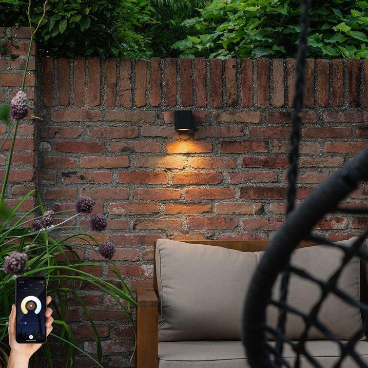 qazqa Smart buiten wandlamp zwart kunststof incl. Wifi GU10 50mm - Baleno