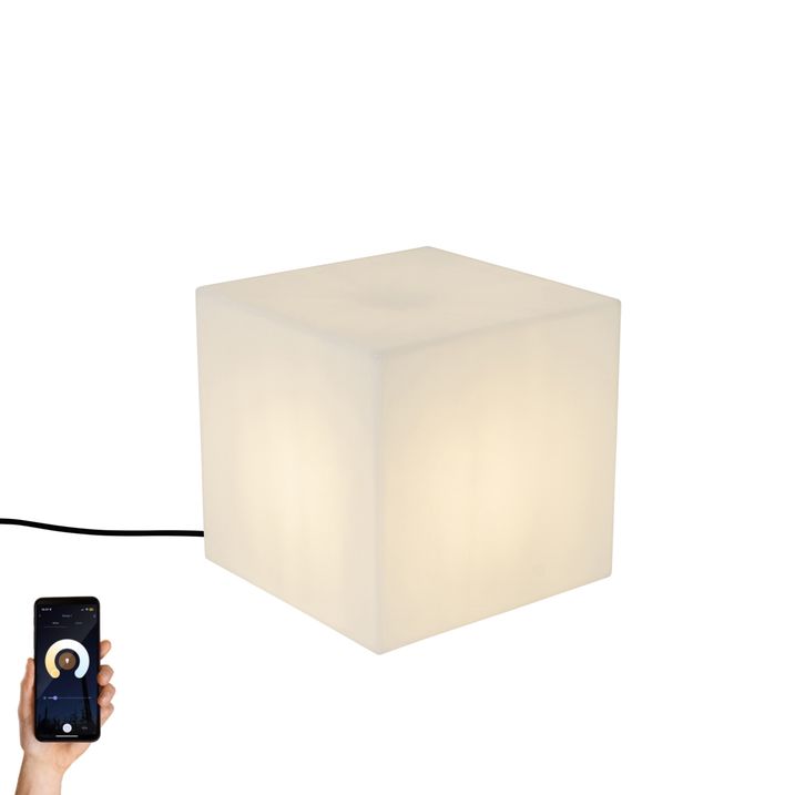 qazqa Smart buitenlamp wit 30 cm vierkant incl. LED A60 IP44 - Nura
