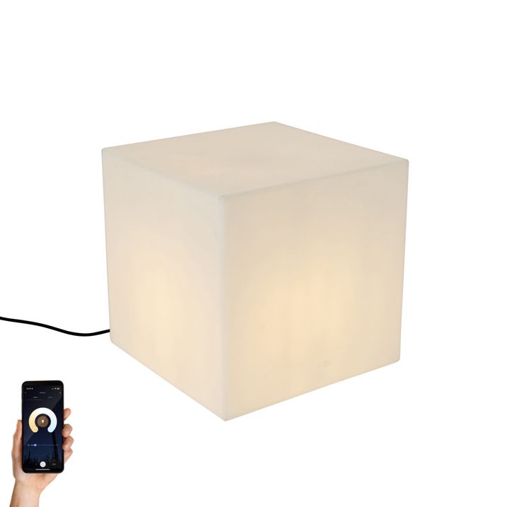 qazqa Smart buitenlamp wit 38 cm vierkant incl. LED A60 IP44 - Nura