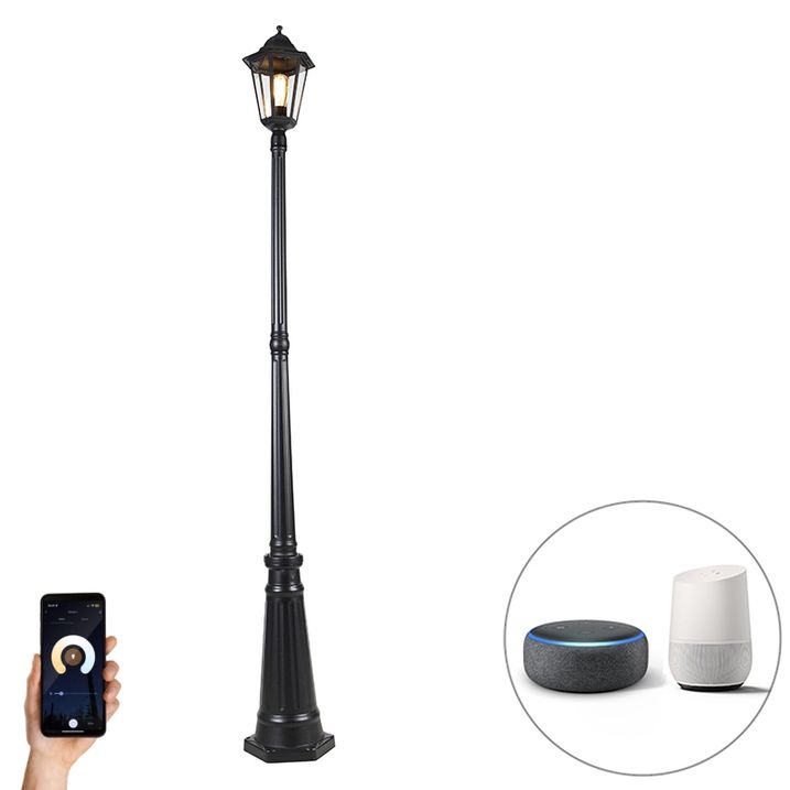 qazqa Smart buitenlantaarn zwart 200 cm IP44 incl. Wifi ST64 - Havana