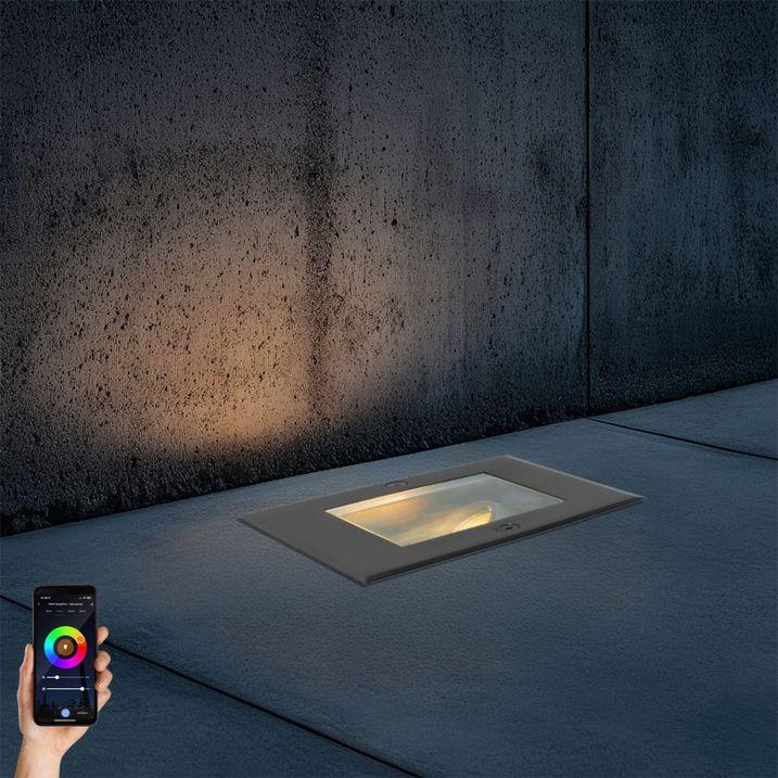 qazqa Smart grondspot zwart verstelbaar IP65 incl. Wifi GU10 50mm - Oneon