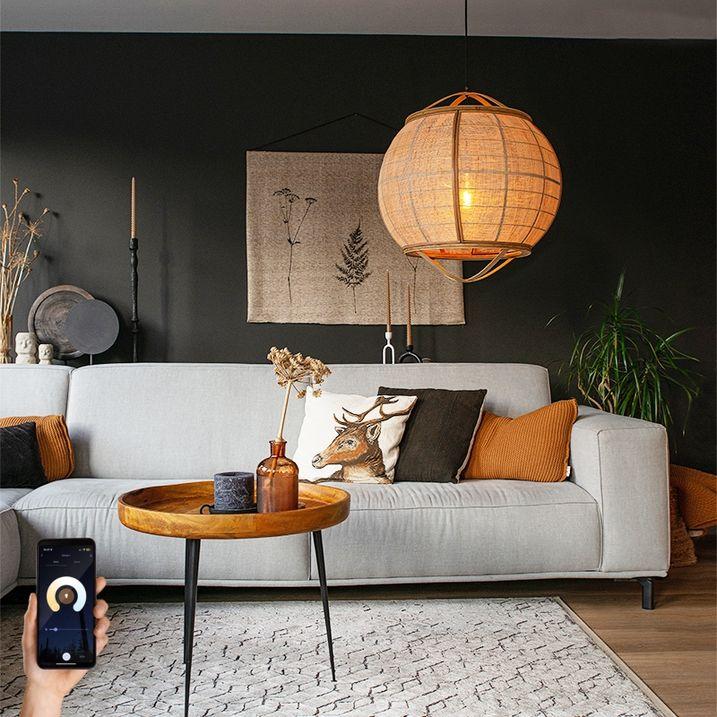 qazqa Smart hanglamp bruin 58 cm incl. Wifi G95 - Pascal