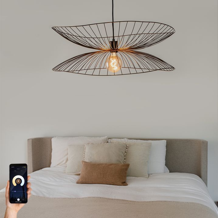 qazqa Smart hanglamp donkerbrons met dubbele kap incl. Wifi G95 - Pua