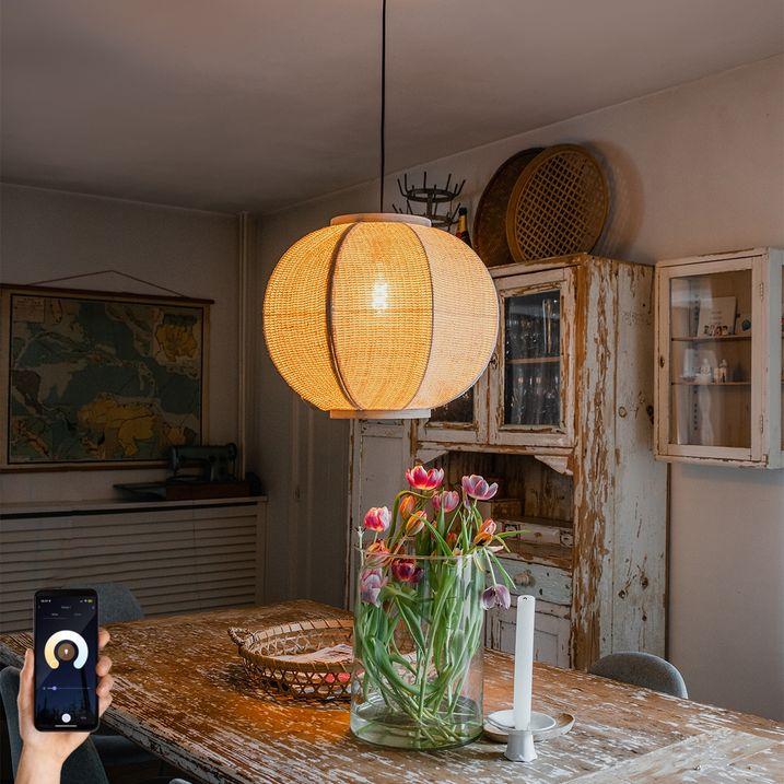 qazqa Smart hanglamp naturel stof 48 cm incl. Wifi G95 - Rob