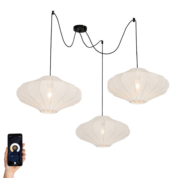 qazqa Smart hanglamp wit 50cm 3-lichts incl. Wifi G95 - Plu