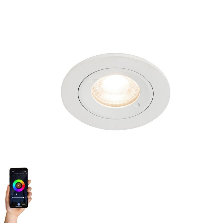 qazqa Smart inbouwspot wit rond IP44 incl. Wifi GU10 50mm - Xena