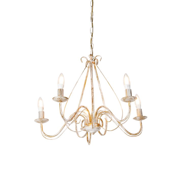 Qazqa Smart Kroonluchter Wit 5-lichts Incl. Wifi B35 - Giuseppe