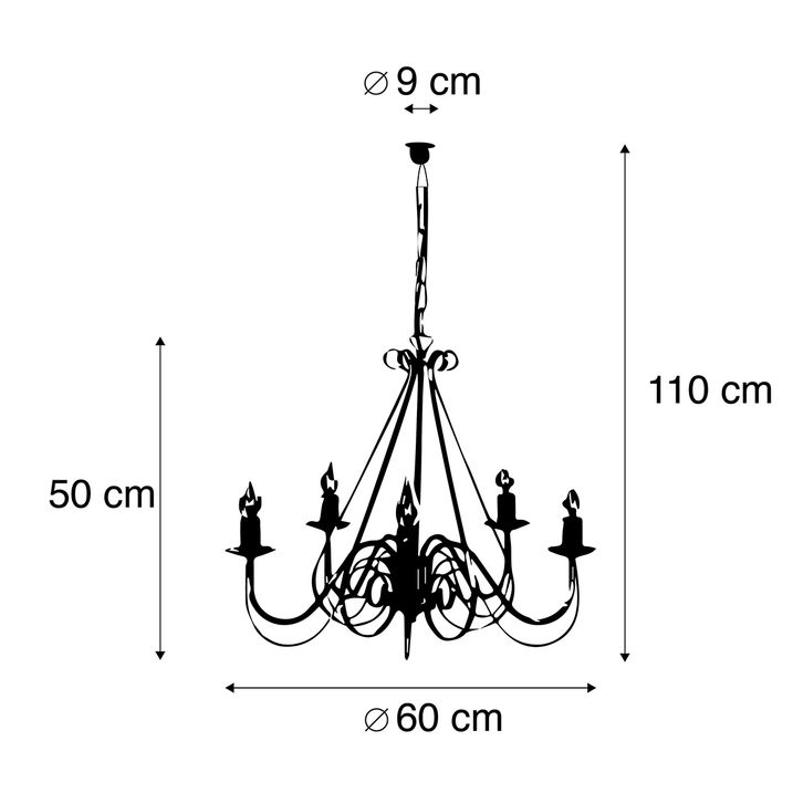 Qazqa Smart Kroonluchter Wit 5-lichts Incl. Wifi B35 - Giuseppe