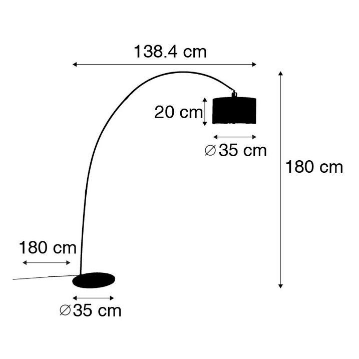Qazqa Smart Moderne Booglamp Zwart Incl. A60 Wifi - Vinossa