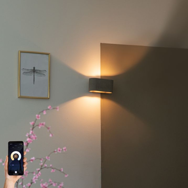 qazqa Smart ovale wandlamp beton incl. Wifi G9 - Arles qazqa Smart ovale wandlamp beton incl. Wifi G9 - Arles