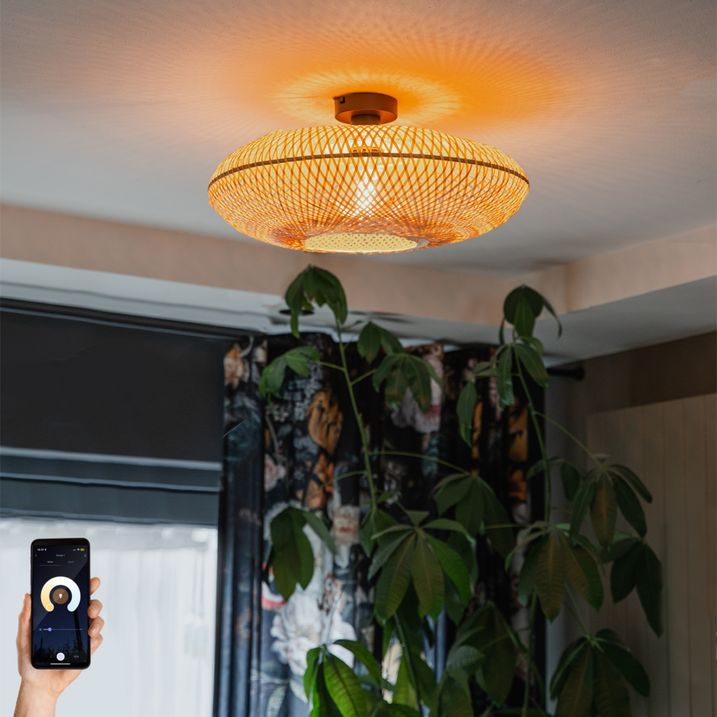 qazqa Smart plafondlamp bamboe 50 cm incl. Wifi G95 - Ostrava