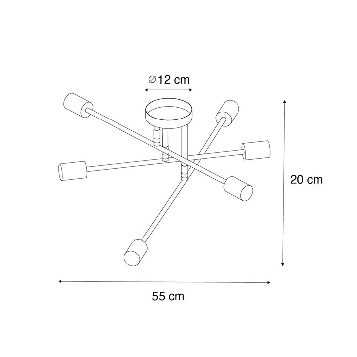 Qazqa Smart Plafondlamp Donkerbrons 6-lichts Incl. 6 Wifi G95 - Sydney