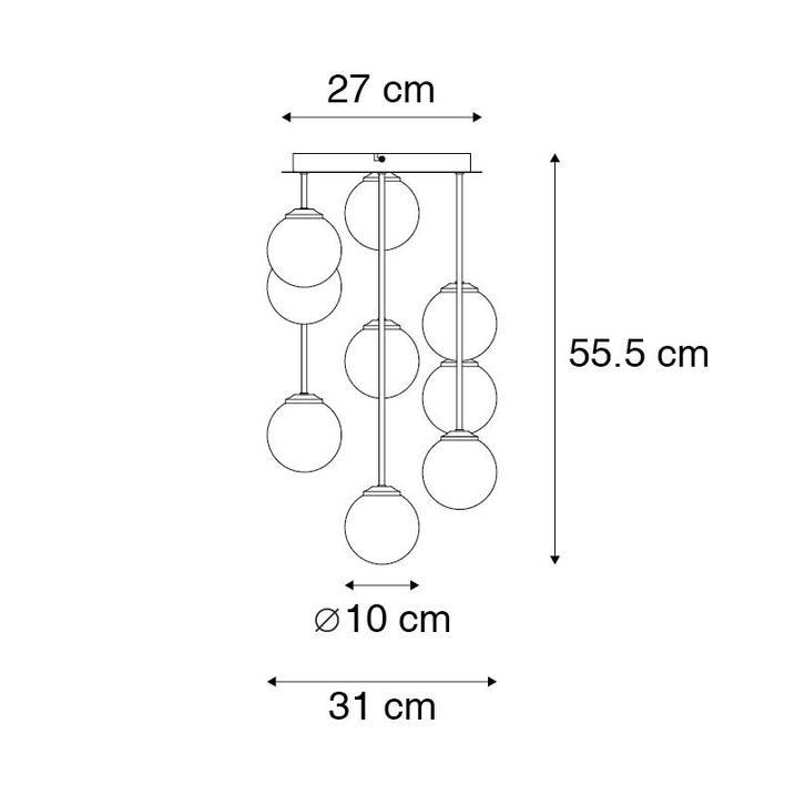 Qazqa Smart Plafondlamp Goud 9-lichts Met Smoke Glas Incl. 9 Wifi G9 - Athens
