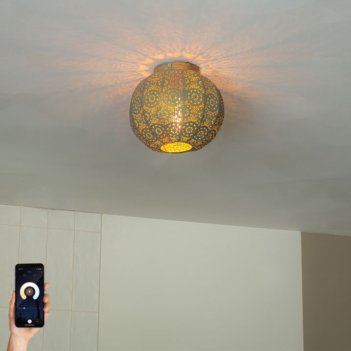 qazqa Smart plafondlamp goud met groen 28 5 cm incl. Wifi A60 - Baloo