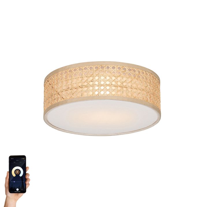 qazqa Smart plafondlamp rotan 30 cm incl. Wifi A60 - Tromma