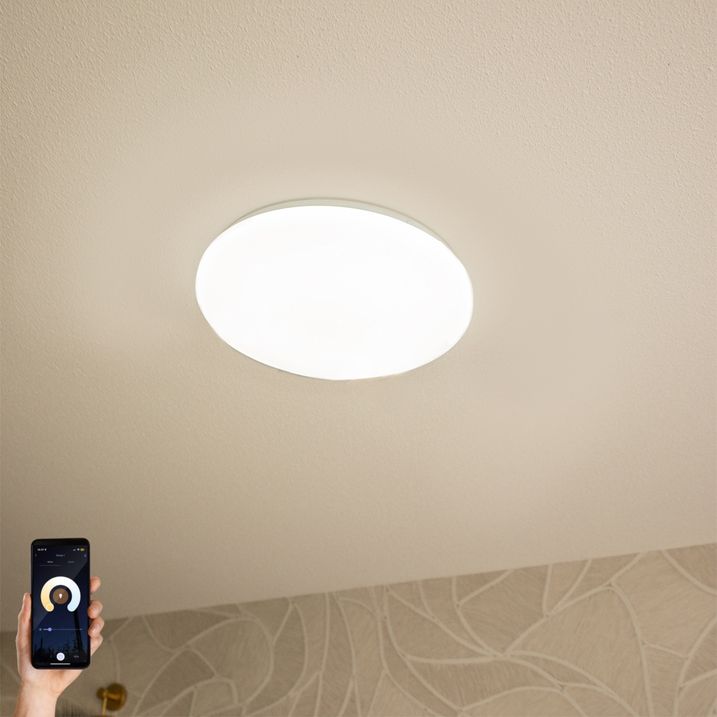 qazqa Smart plafondlamp wit 38 cm stereffect incl. LED met afstandsbediening - Extrema
