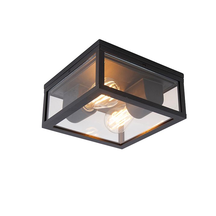 Qazqa Smart Plafondlamp Zwart IP44 2-lichts Incl. Wifi ST64 - Charlois