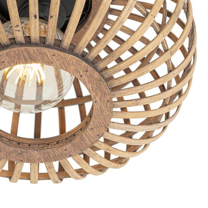 Qazqa Smart Plafondlamp Zwart Met Bamboe Incl. Wifi G95 - Amira