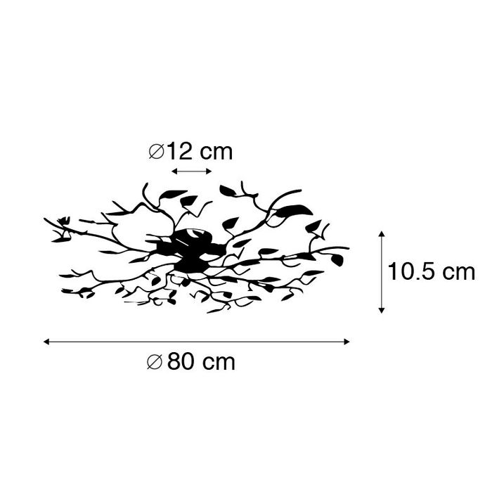 Qazqa Smart Plafondlamp Zwart Met Goud 80 Cm 4-lichts Incl. 4 Wifi P45 - Foglie