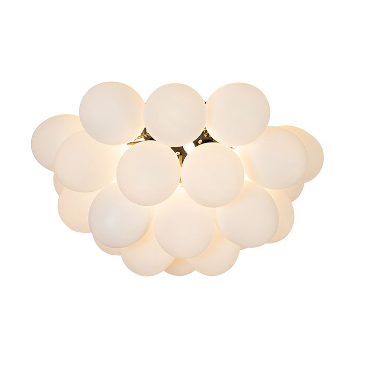 Qazqa Smart Plafondlamp Zwart Met Opaal Glas 6-lichts Incl. 6 Wifi G9 - Uvas