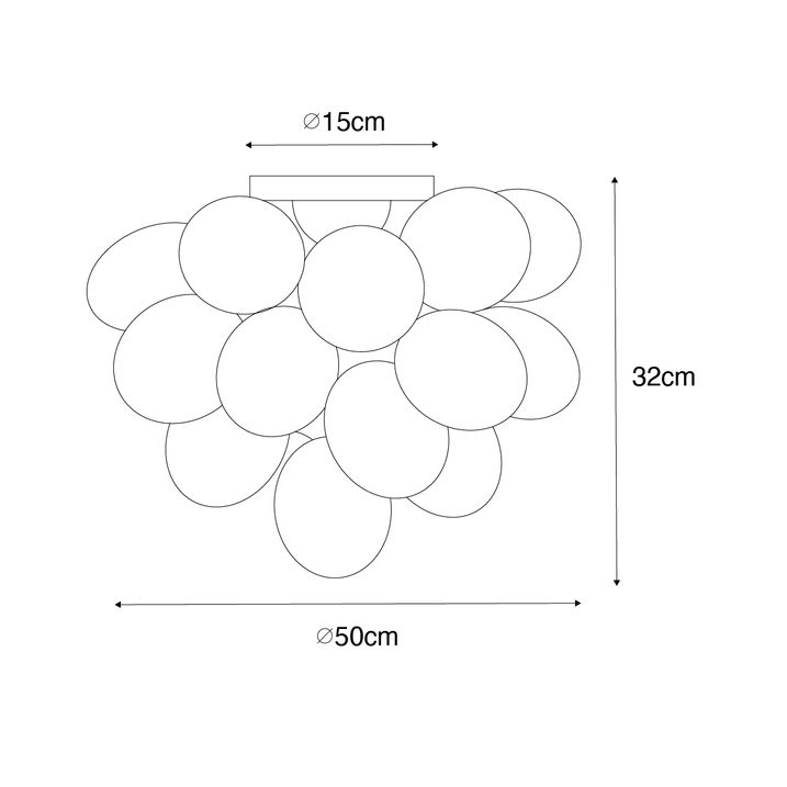 Qazqa Smart Plafondlamp Zwart Met Opaal Glas 6-lichts Incl. 6 Wifi G9 - Uvas