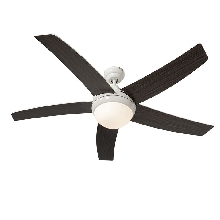 Qazqa Smart Plafondventilator Wit Met Hout Print 132cm Incl. LED Dimbaar Met Afstandsbediening - Cool