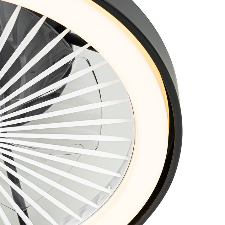 Qazqa Smart Plafondventilator Zwart 54cm Incl. LED Dimbaar Met Afstandsbediening - Dave