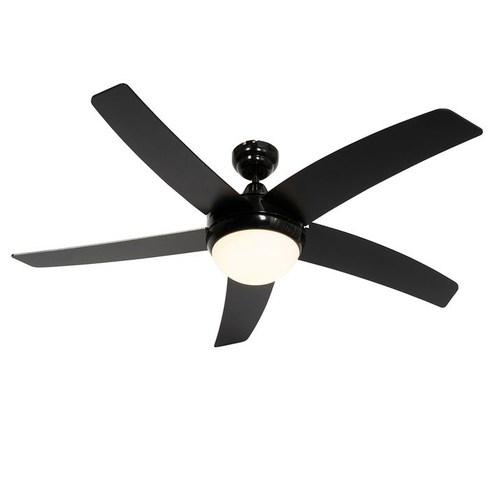 Qazqa Smart Plafondventilator Zwart Met Hout Print 132cm Incl. LED Dimbaar Met Afstandsbediening - Cool