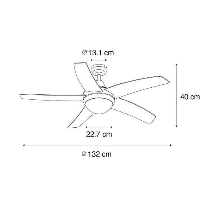 Qazqa Smart Plafondventilator Zwart Met Hout Print 132cm Incl. LED Dimbaar Met Afstandsbediening - Cool