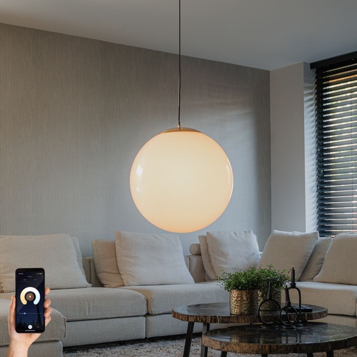 qazqa Smart Scandinavische hanglamp opaal glas 50 cm incl. Wifi A60- Ball 50