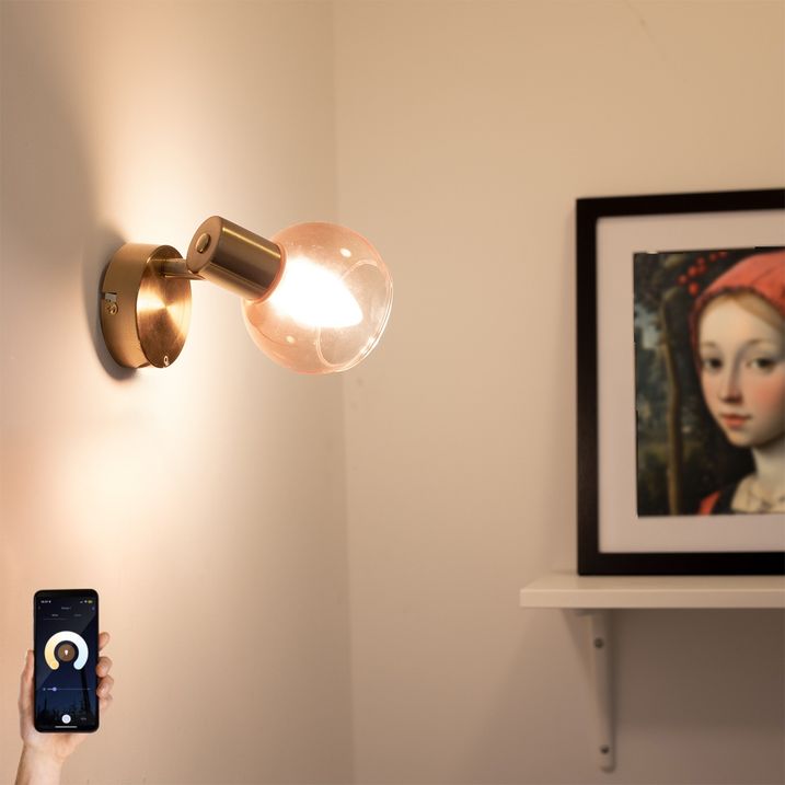 qazqa Smart spot goud met roze glas incl. 3 Wifi P45 - Vidro