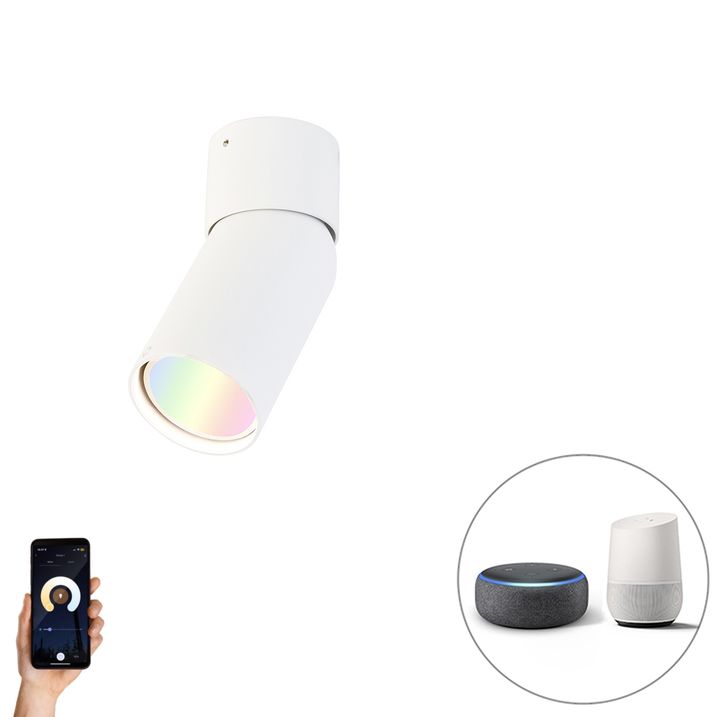 qazqa Smart spot wit verstelbaar incl. Wifi GU10 - Falo