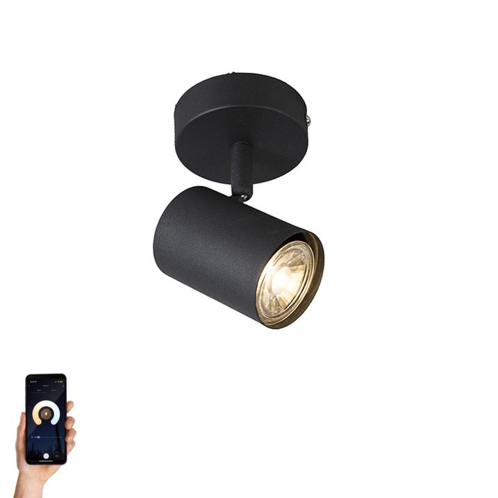 qazqa Smart spot zwart incl. WiFi GU10 verstelbaar - Jeana