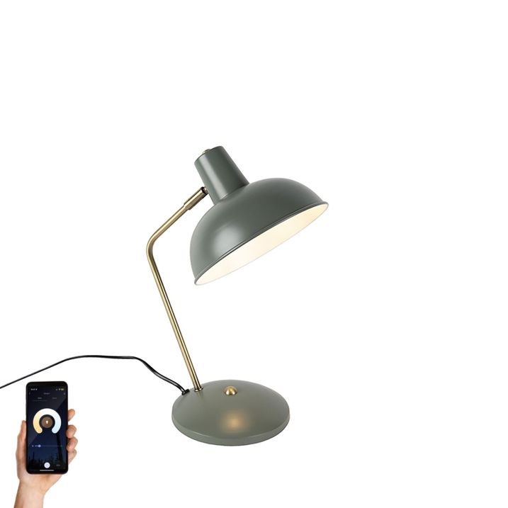 qazqa Smart tafellamp groen met brons incl. Wifi P45 - Milou qazqa Smart tafellamp groen met brons incl. Wifi P45 - Milou