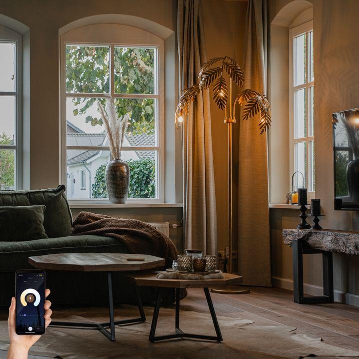 qazqa Smart vloerlamp goud 193 cm 3-lichts incl. 3 Wifi P45 - Botanica