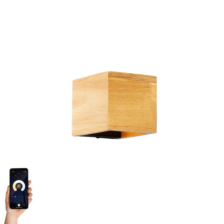 qazqa Smart wandlamp eiken hout incl. Wifi G9 - Transfer