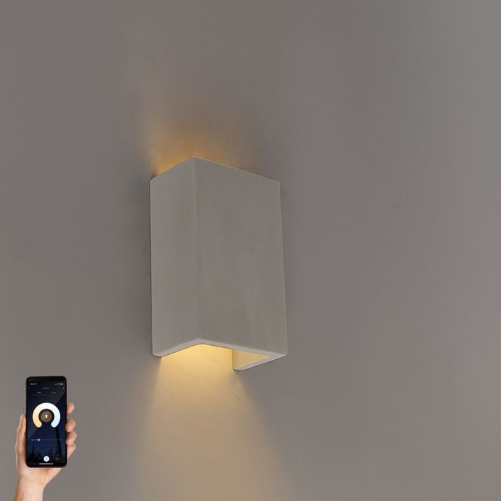 qazqa Smart wandlamp grijs beton rechthoek incl. Wifi G9 - Meaux