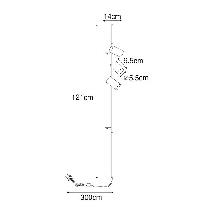 Qazqa Smart Wandlamp Zwart Met Voetschakelaar 3-lichts Incl. 3 Wifi GU10 50mm - Jeana Luxe