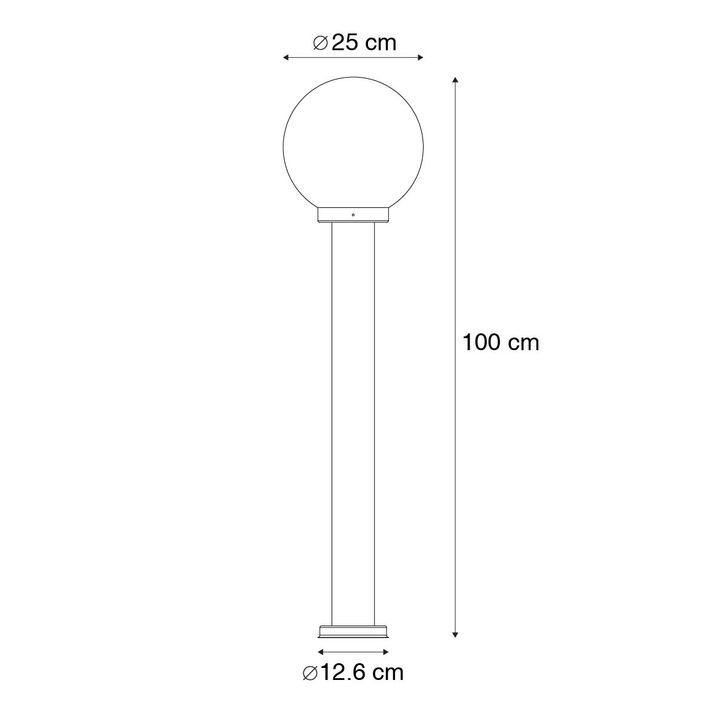 Qazqa Staande Buitenlamp Zwart Met Heldere Bol 100 Cm IP44 - Sfera