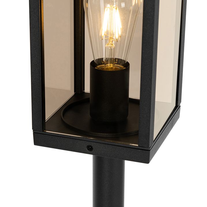 Qazqa Staande Buitenlamp Zwart Met Smoke 100 Cm IP44 - Charlois