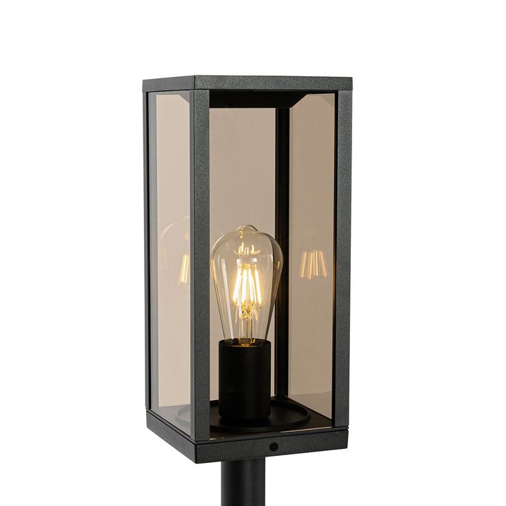 Qazqa Staande Buitenlamp Zwart Met Smoke 100 Cm IP44 - Charlois