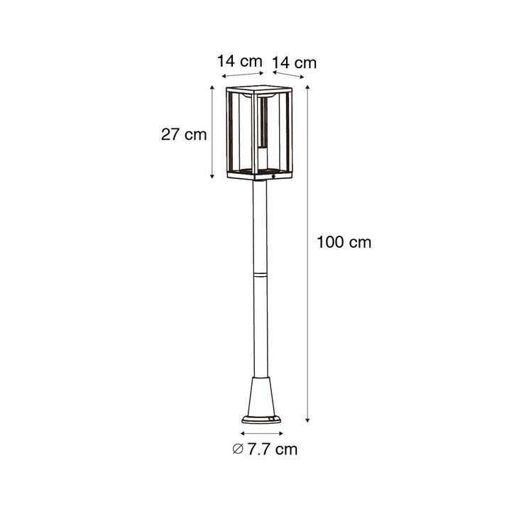 Qazqa Staande Buitenlamp Zwart Met Smoke 100 Cm IP44 - Charlois